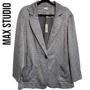 Max Studio NWT Plaid Houndstooth Blazer ~ Black & Gray ~ Size 3X